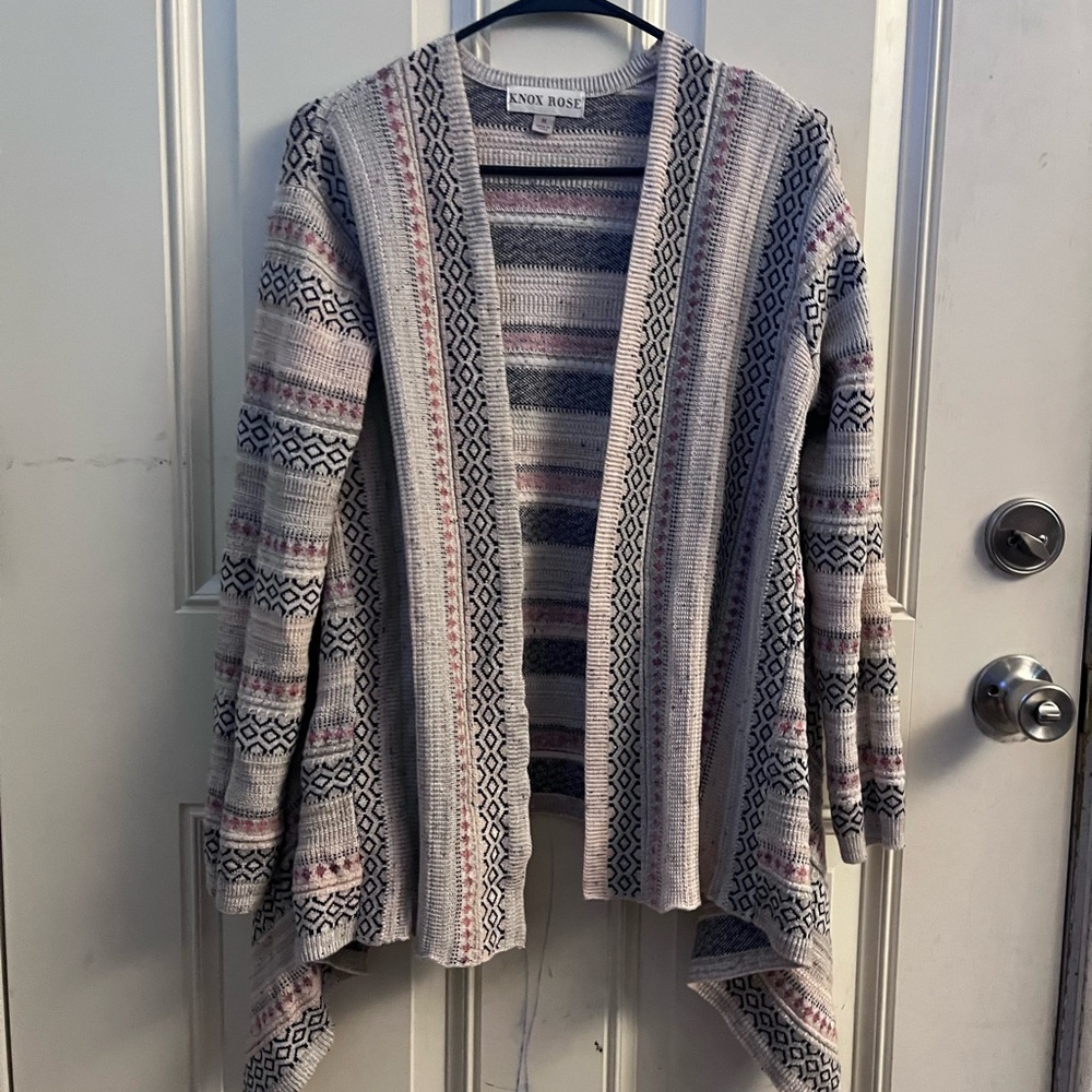 Knox Rose Women's Striped Cardigan in Blue and Pink. NWOT